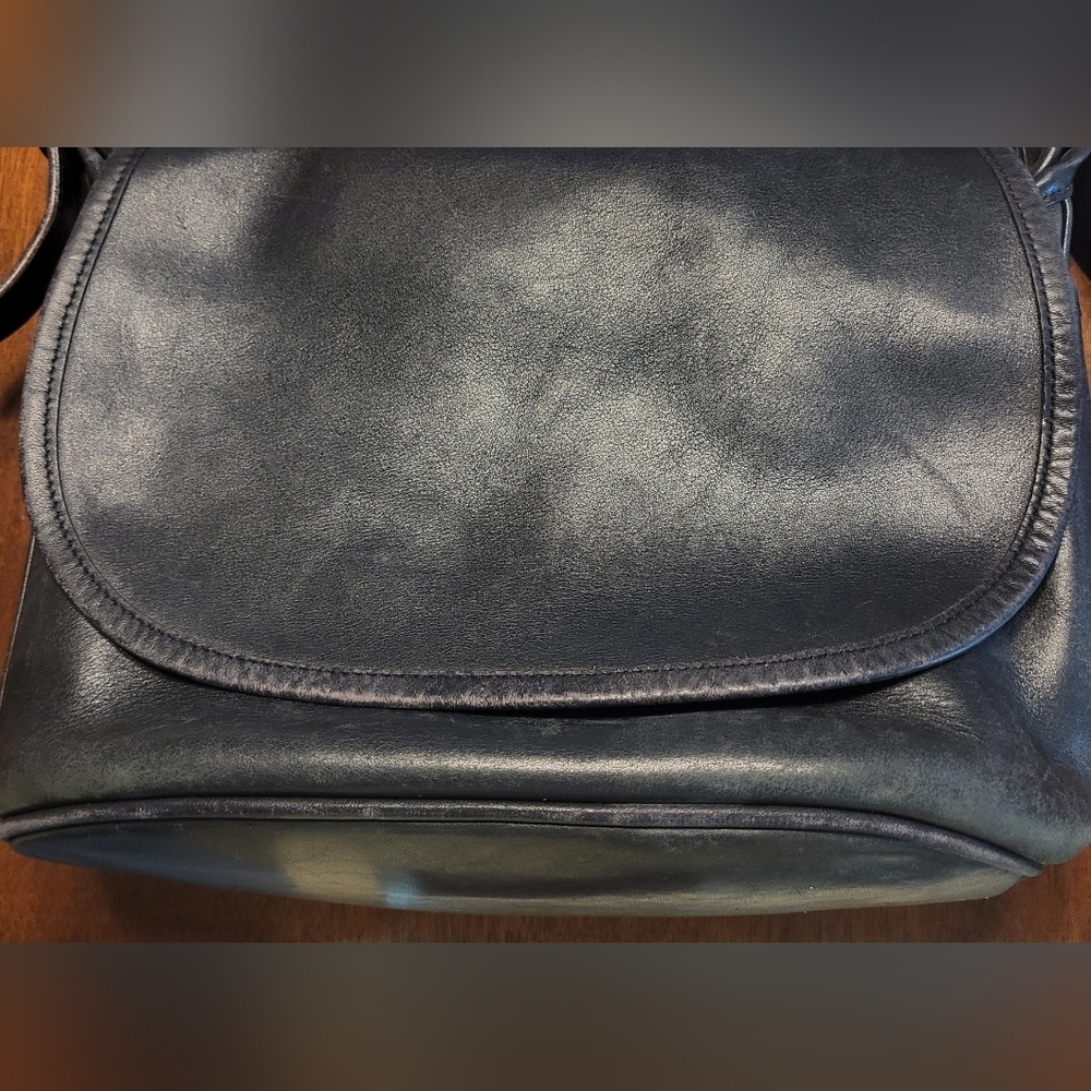 Vintage COACH FLETCHER Crossbody Black Leather Saddle Bag Shoulder Purse 4150 - Picture 2 of 16